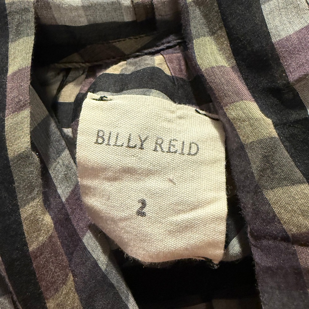 Dark Academia Preppy Billy Reid Sheer Plaid Tie Neck Blouse Size 2 Flawed - Picture 3 of 8
